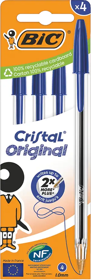 Bic Cristal Ball Pens Blue 4’s from Harrisons Direct