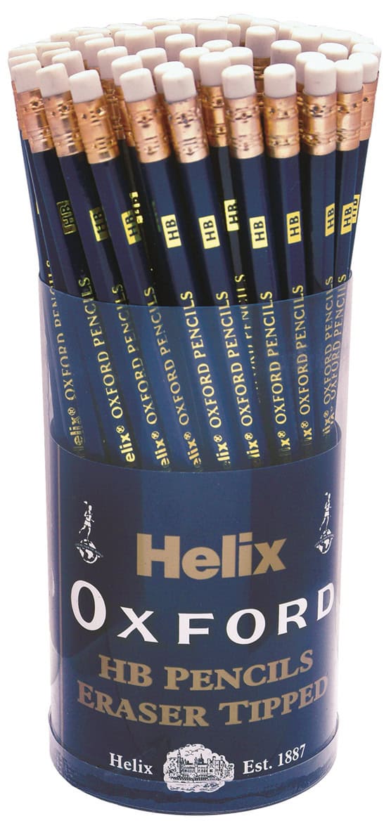 Helix Oxford Pencils HB Rubber Tipped Tub from Harrisons Direct