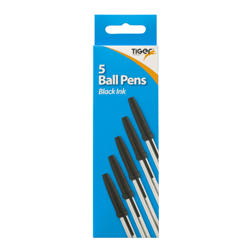 Black Ball Pen Hang Pack 5’s from Harrisons Direct