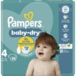 Wholesale Pampers Baby-Dry Nappies Size 4, 9-14kgs, 20-31lbs, Maxi 25’s from Harrisons Direct