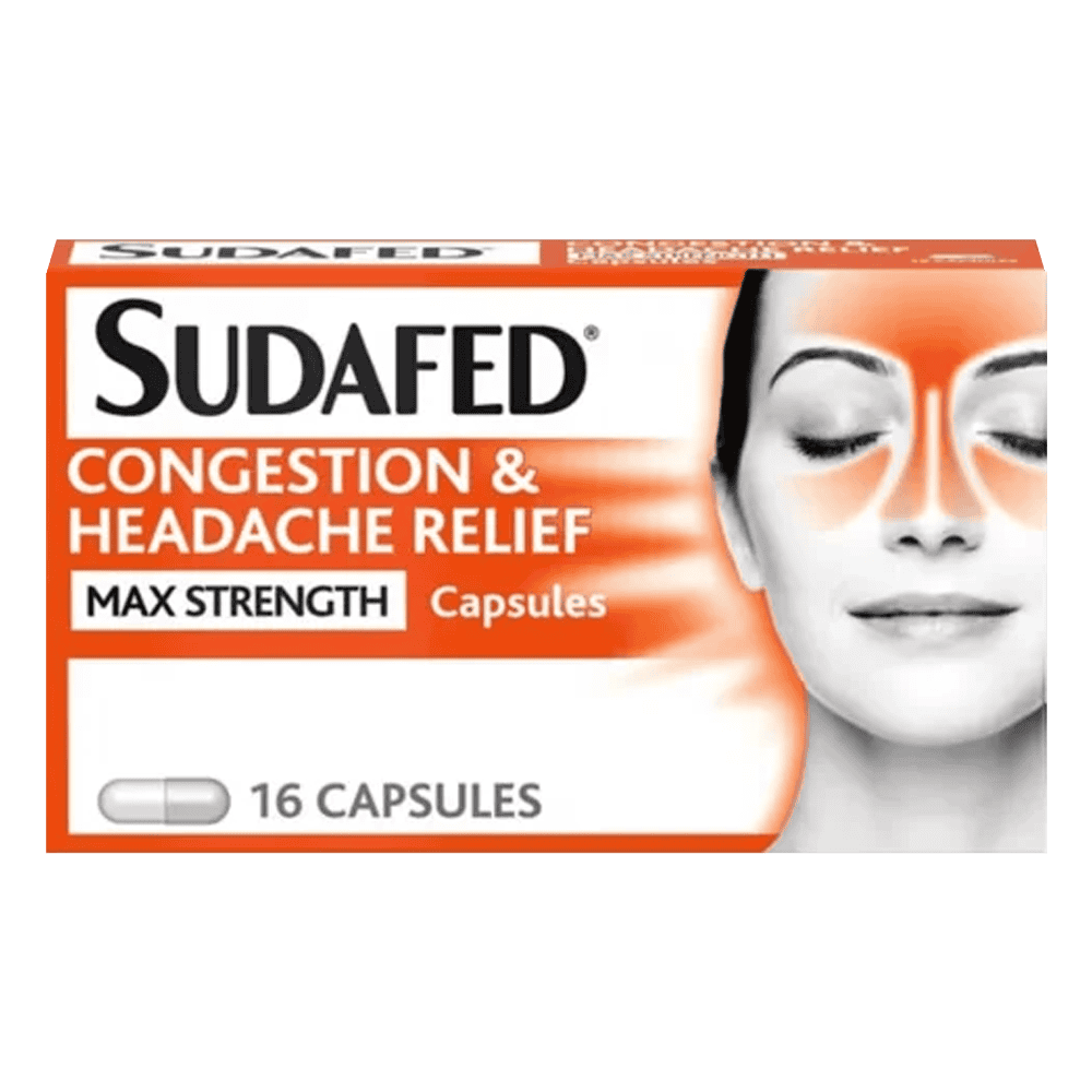 Sudafed Congestion & Headache Relief Max Strength Capsules 16's