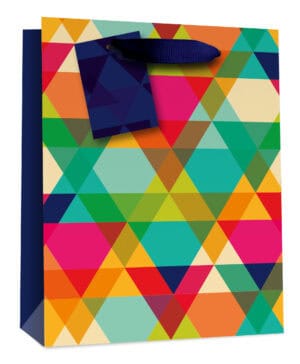 Gift Bag Medium - Geometric Triangles W215 x H265 x D100mm from Harrisons Direct