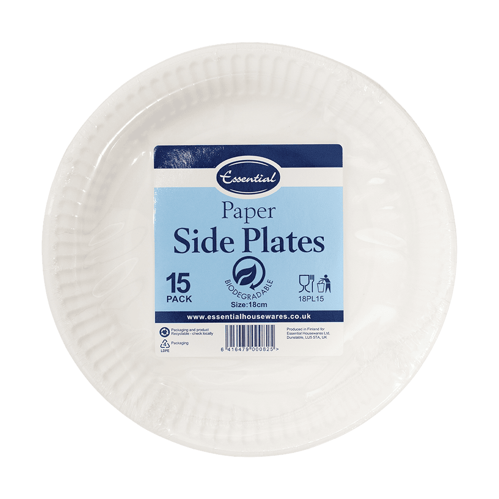 Paper Plates White 18cm 15’s from Harrisons Direct
