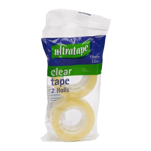 Ultratape 19mm x 33m Clear Tape Twin Pack
