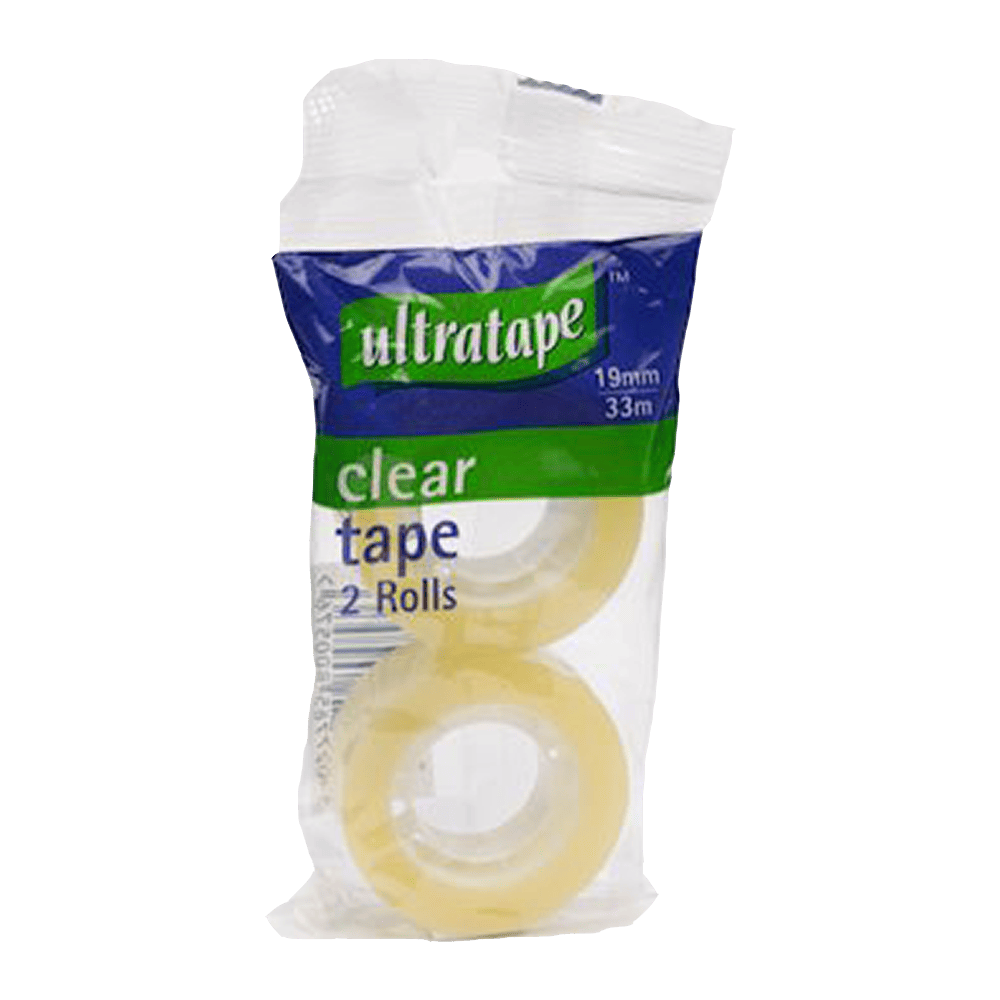 Ultratape 19mm x 33m Clear Tape Twin Pack