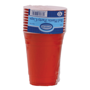 Red Plastic Party Cups 16oz Pack Of 10
