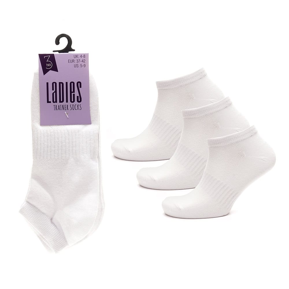 Ladies White Trainer Socks 3 Pack from Harrisons Direct