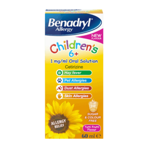 Benadryl Allergy Relief for Children 6 Oral Solution 1mg-ml 60ml from Harrisons Direct