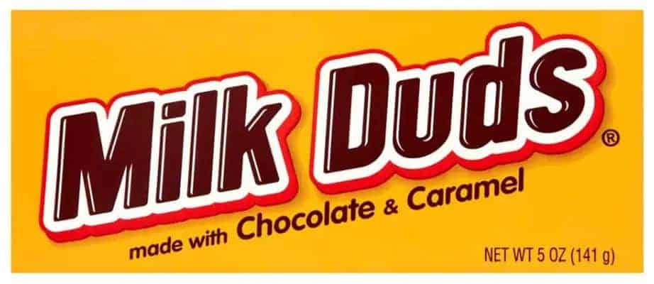 A box of Hershey’s Milk Duds from Harrisons Direct