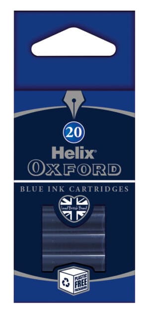 Oxford 20 Blue Ink Cartridges Hang Pack Washable from Harrisons Direct
