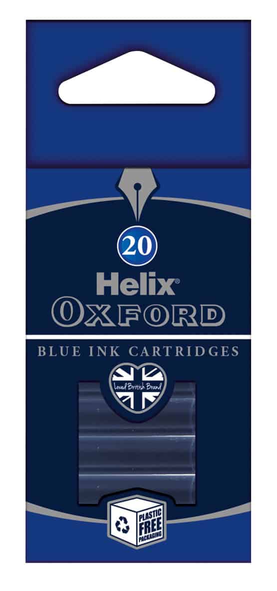 Oxford 20 Blue Ink Cartridges Hang Pack Washable from Harrisons Direct