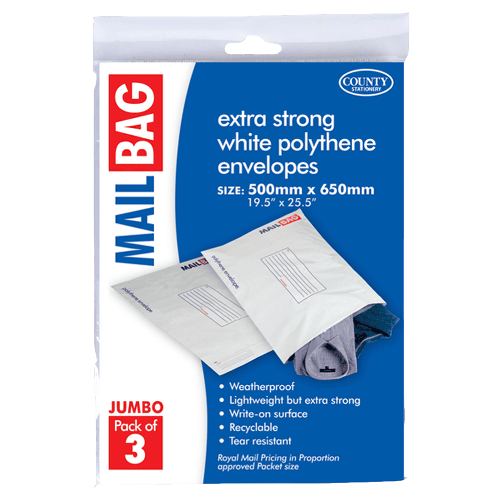 Mail Bag Retail Packs - Jumbo 500 x 650mm 3's