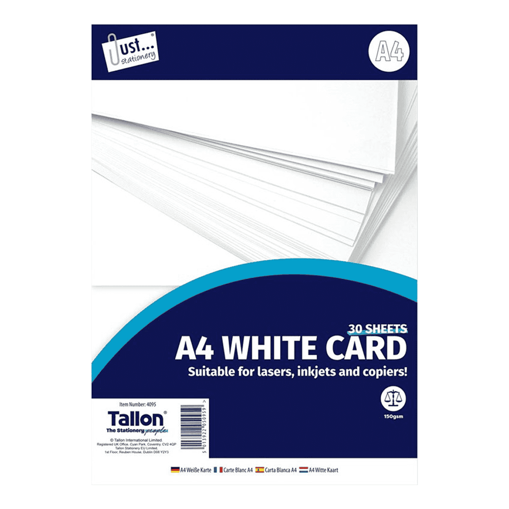 Just Stationery A4 White Card 30 Sheets from Harrisons Direct