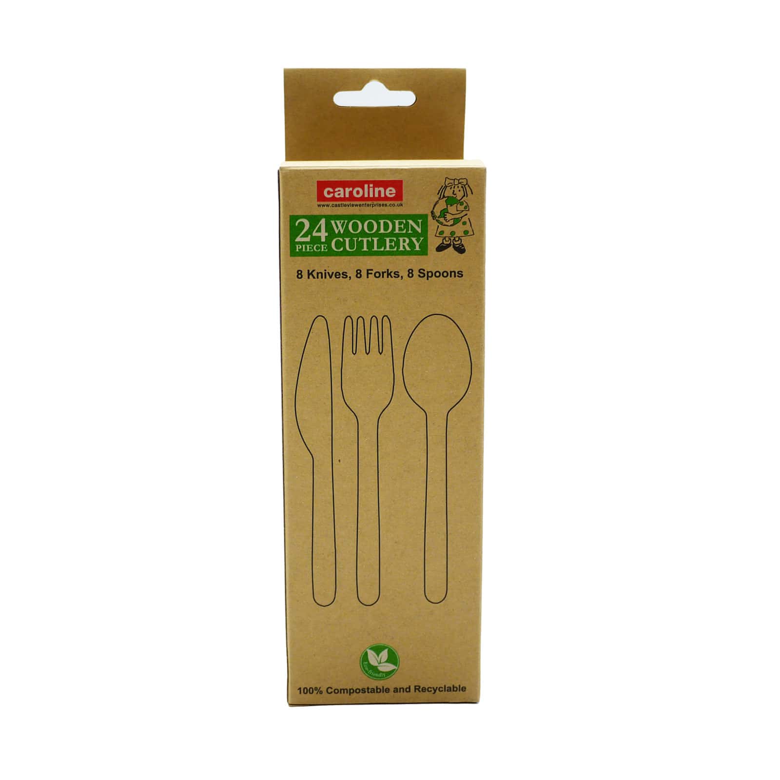 Caroline Cutlery Wooden Assorted 24's