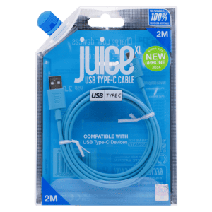Juice USB Type C Charging Cable Aqua 2m from Harrisons Direct