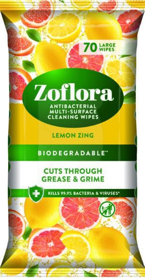 Zoflora Anti-Bacterial Cleaning Wipes Lemon Zing Biodegradable 70's from Harrisons Direct