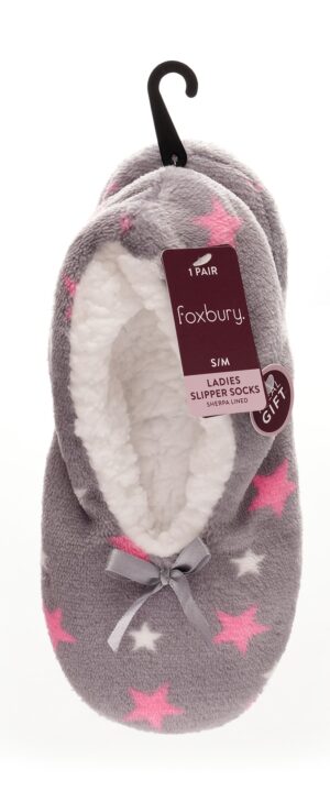 Wholesale Ladies Sherpa Lined Slipper Socks from Harrisons Direct