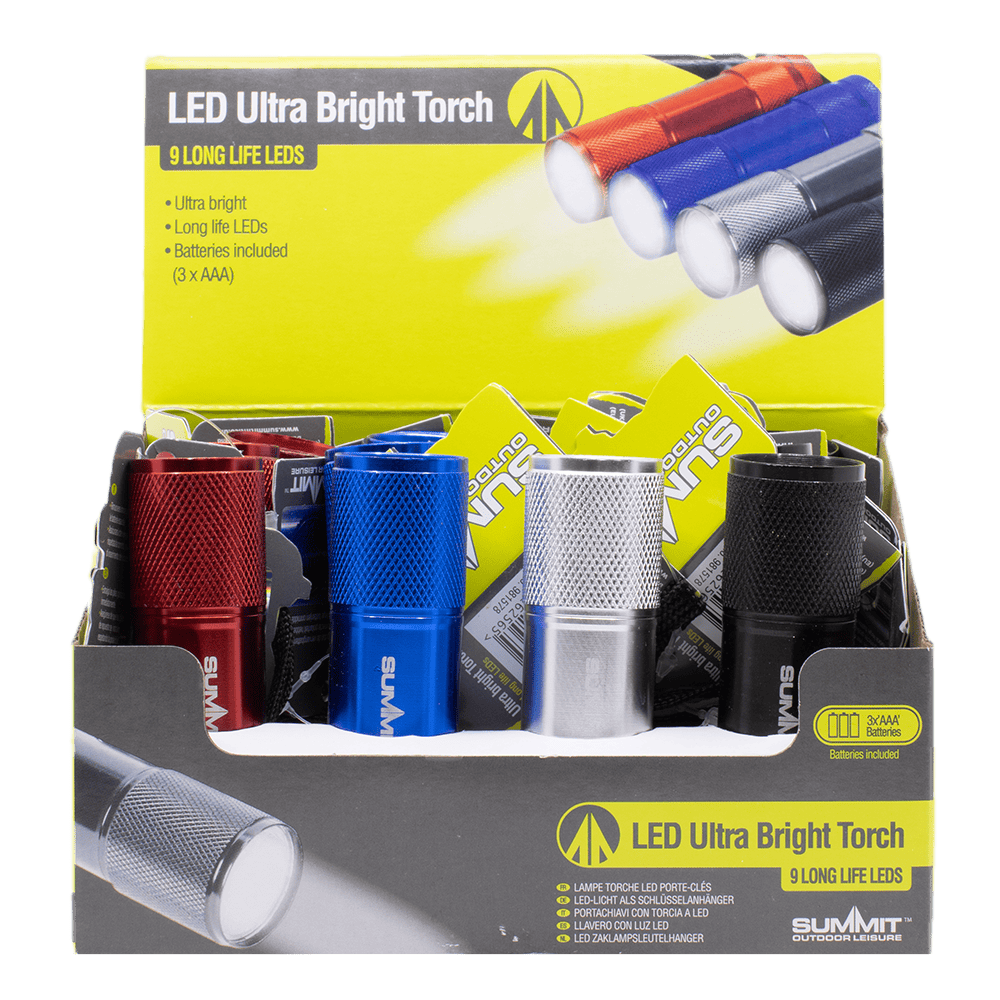 Summit 9 LED Aluminium Torch in Display Box