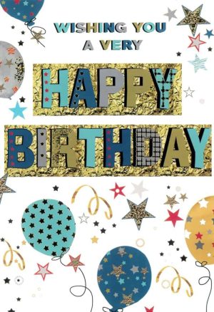 Birthday Card - Open Male Balloons