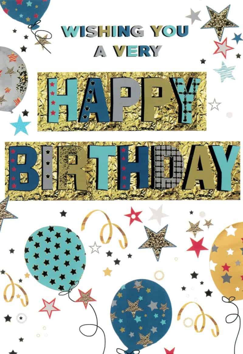 Birthday Card - Open Male Balloons