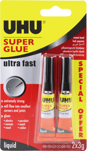 UHU 3g Super Glue Liquid Twin Pack
