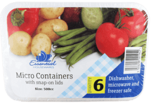 6 Airtight Micro Container + Lids 500cc