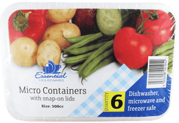 6 Airtight Micro Container + Lids 500cc