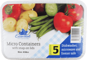 5 Airtight Micro Container + Lids 650cc