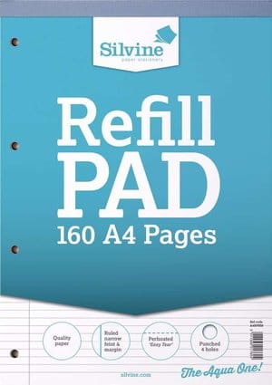 Silvine A4 Refill Pad 160 Pages Narrow Feint & Margin