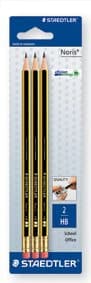 Staedtler Noris HB Eraser Tipped Pencils Hang Pack 3's