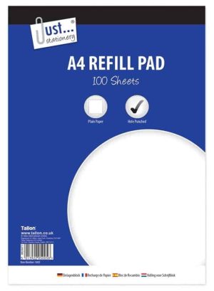 Just Stationery A4 Refill Pad Plain 100 Sheet