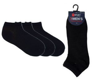 Mens Black Trainer Socks 3 Pack