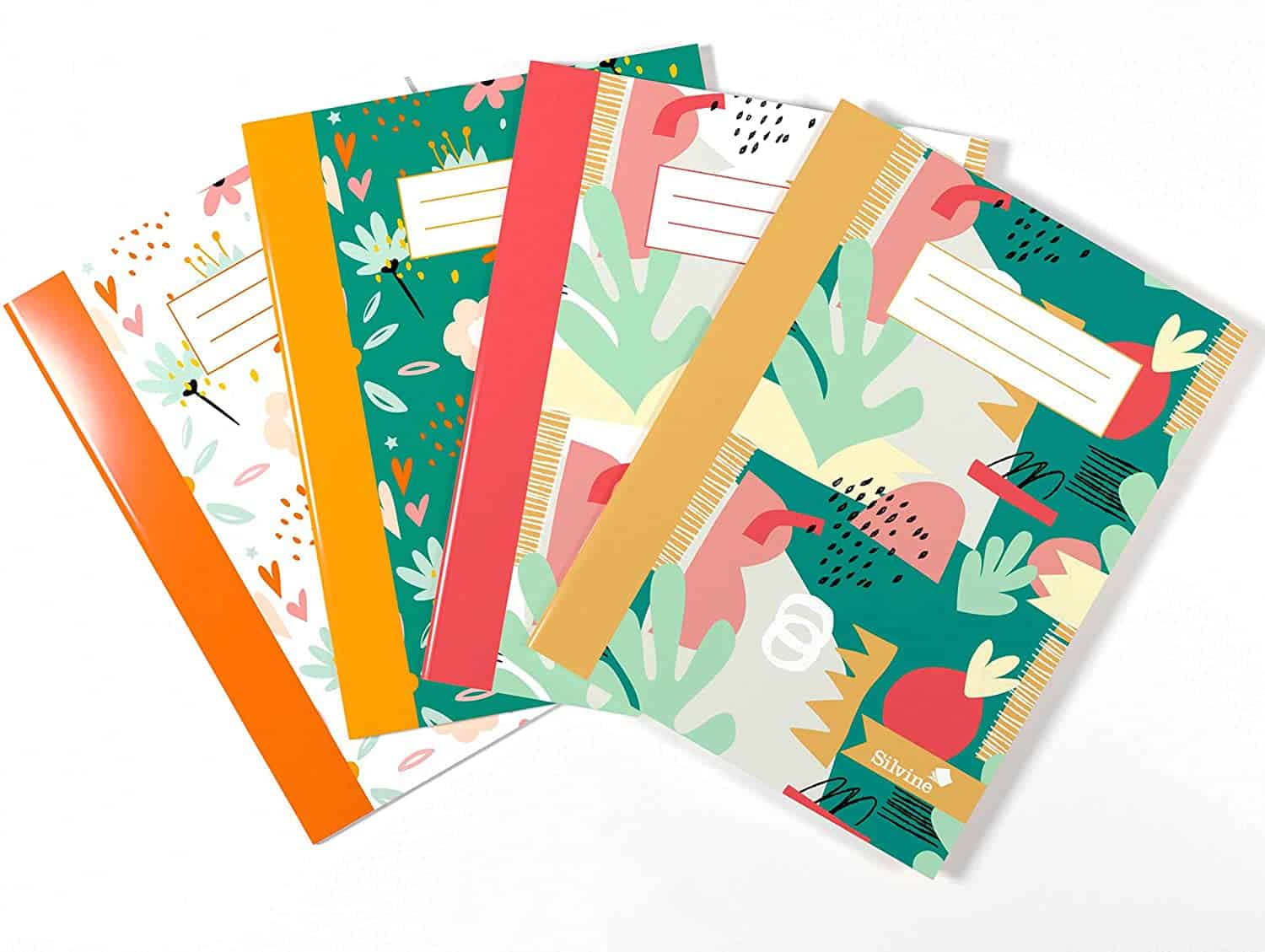 Silvine A5 Exercise Style Notebook Hearts & Flowers 4 Assorted Designs 160 Pages 75gsm
