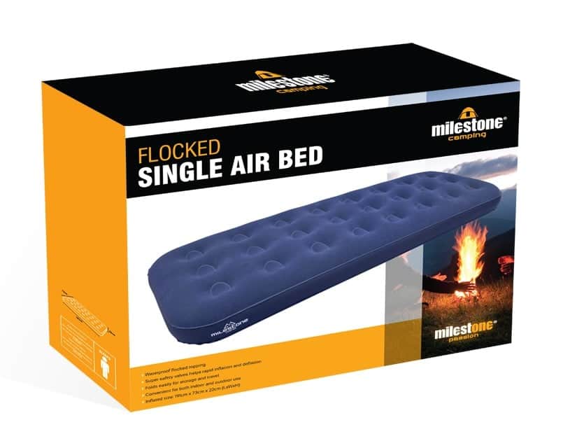 Milestone Camping Flocked Single Airbed