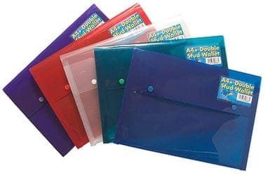 A4+ Double Stud Wallet Assorted Colours