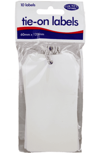 10 White Tie On Tags Hang Pack