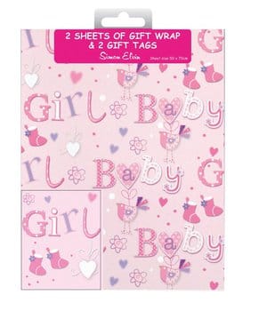 Packed Wrap 2 Sheets & 2 Tags - Baby Girl