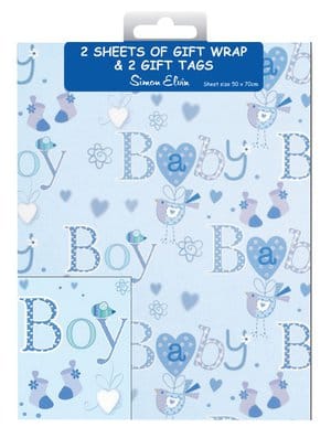 Packed Wrap 2 Sheets & 2 Tags - Baby Boy