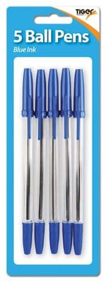 Blue Ball Pen Hang Pack 5's