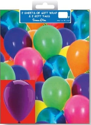 Packed Wrap 2 Sheets & 2 Tags - Balloons