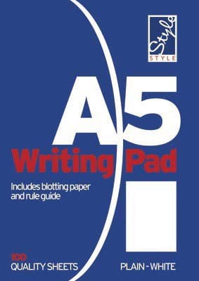 Office Style Plain Writing Pad A5 100 Sheets
