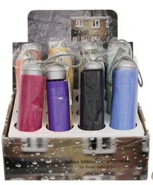 Umbrella Telescopic Assorted Colours CDU
