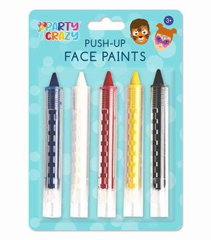 Face Paint Crayons 5 Assorted Colours Hang Pack