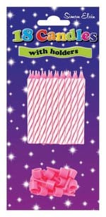 Pink & White 18 Candles & Holders