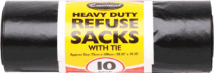 10 Heavy Duty Refuse Sacks With Tie Handle