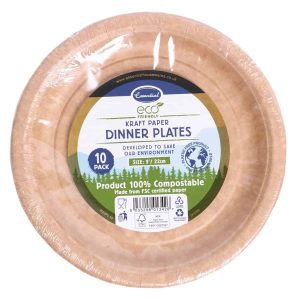 Compostable Kraft Plates 22cm Pack of 10