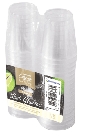 Clear Plastic Shot Glasses Pack of 32