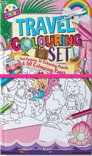 Girls Travelling Colouring Set 2 Designs Unicorns & Mermaids