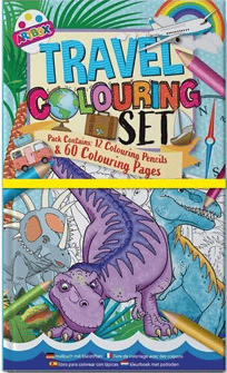 Boys Travelling Colouring Set 2 Designs Dinosaurs & Superheros