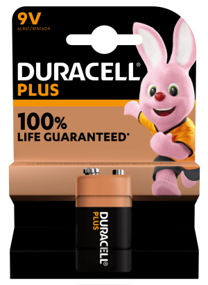 Duracell Plus 9V Alkaline Batteries 1pk +100% Life Guaranteed!